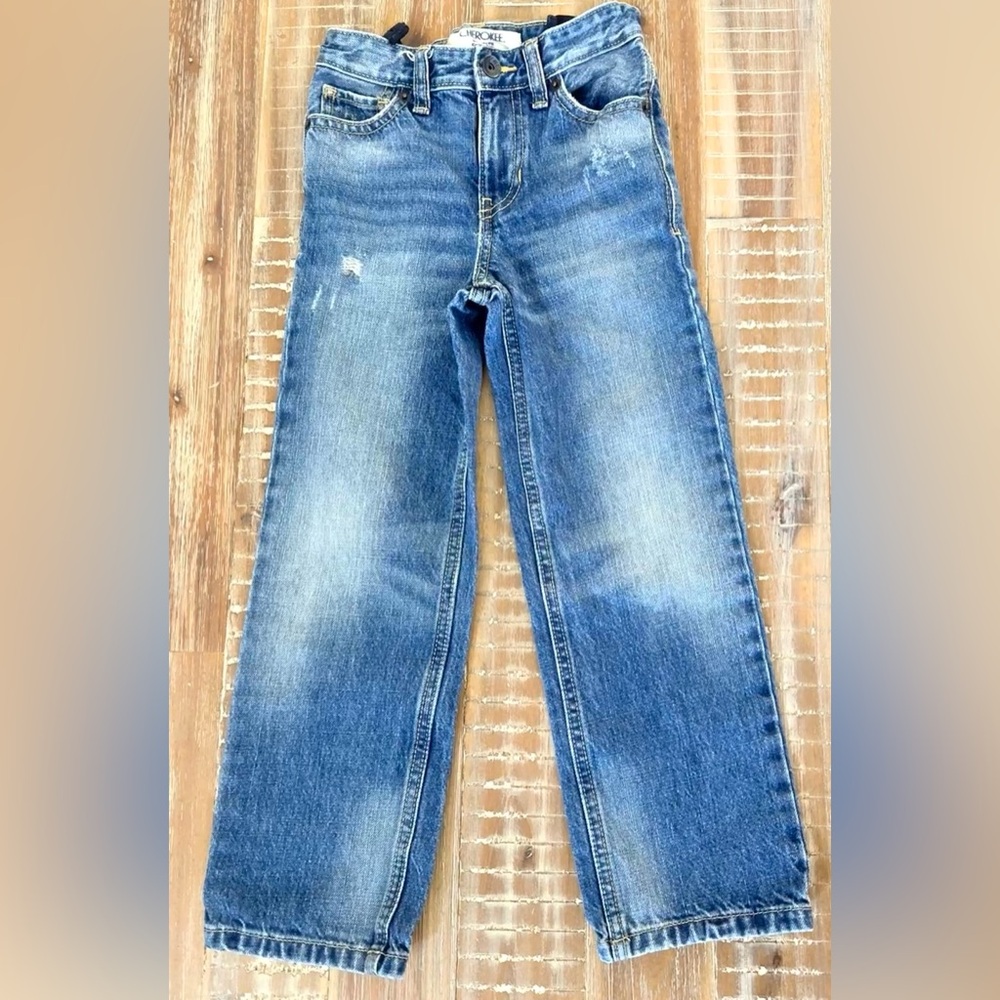 Boys Cherokee straight fit distressed jeans size 5
